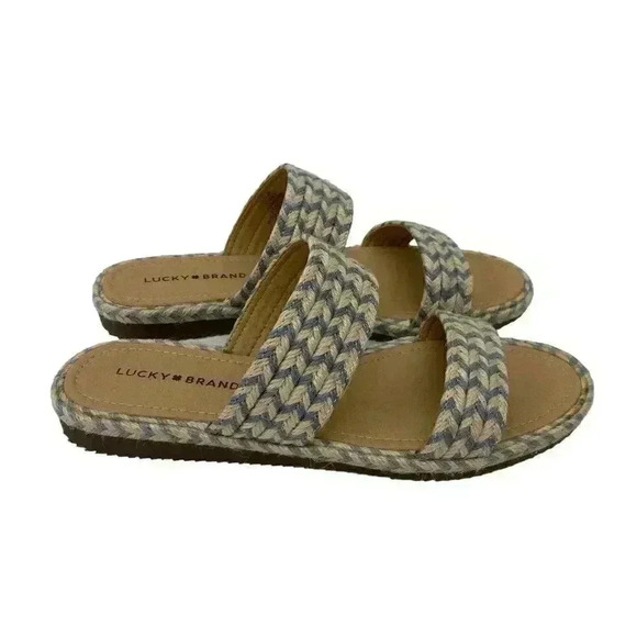 Lucky Brand Size 11 Decime Slip On Woven Espadrille Slides Sandals Summer Flats - Picture 1 of 10